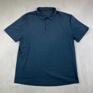 Lululemon Men Shirt XL Navy Blue Evolution Short-Sleeve Polo Performance Stretch